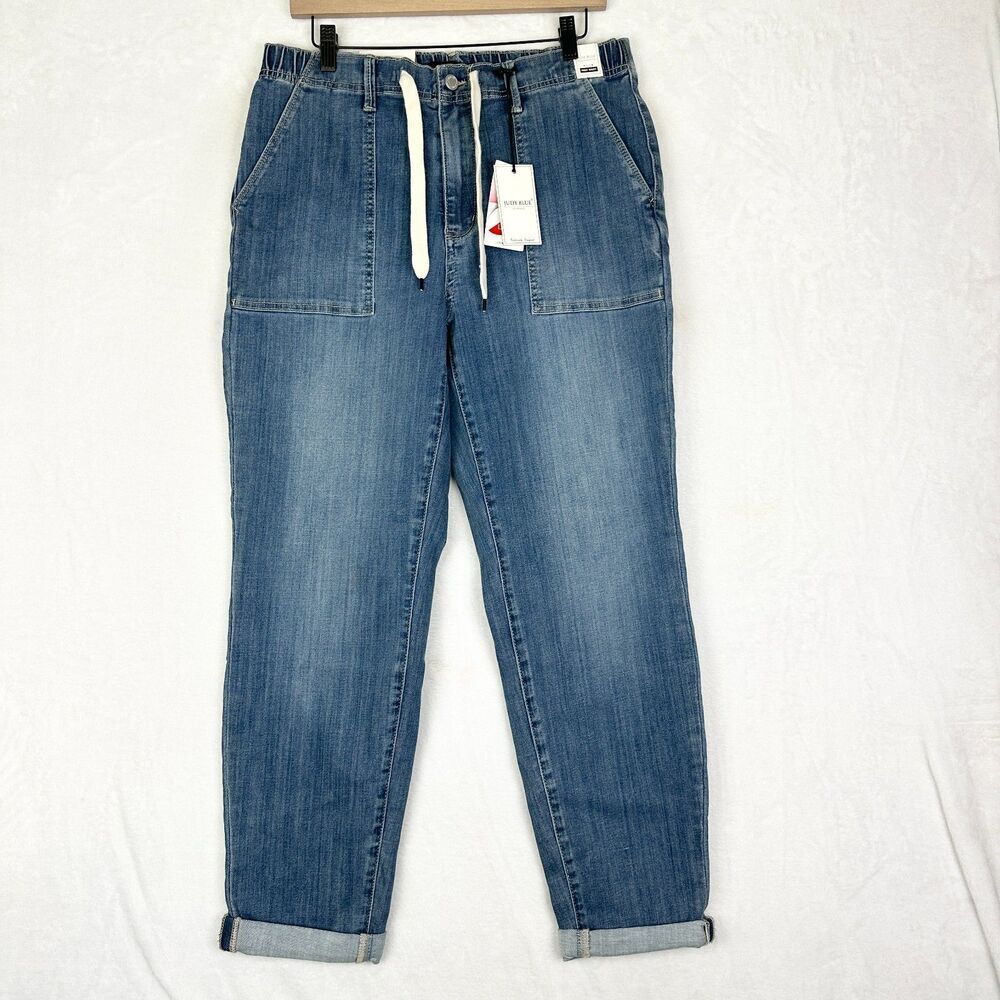 Judy Blue High Waist Jogger Jean Size 11/30 NWT Elastic Waist Zip Fly Drawstring - Picture 2 of 7